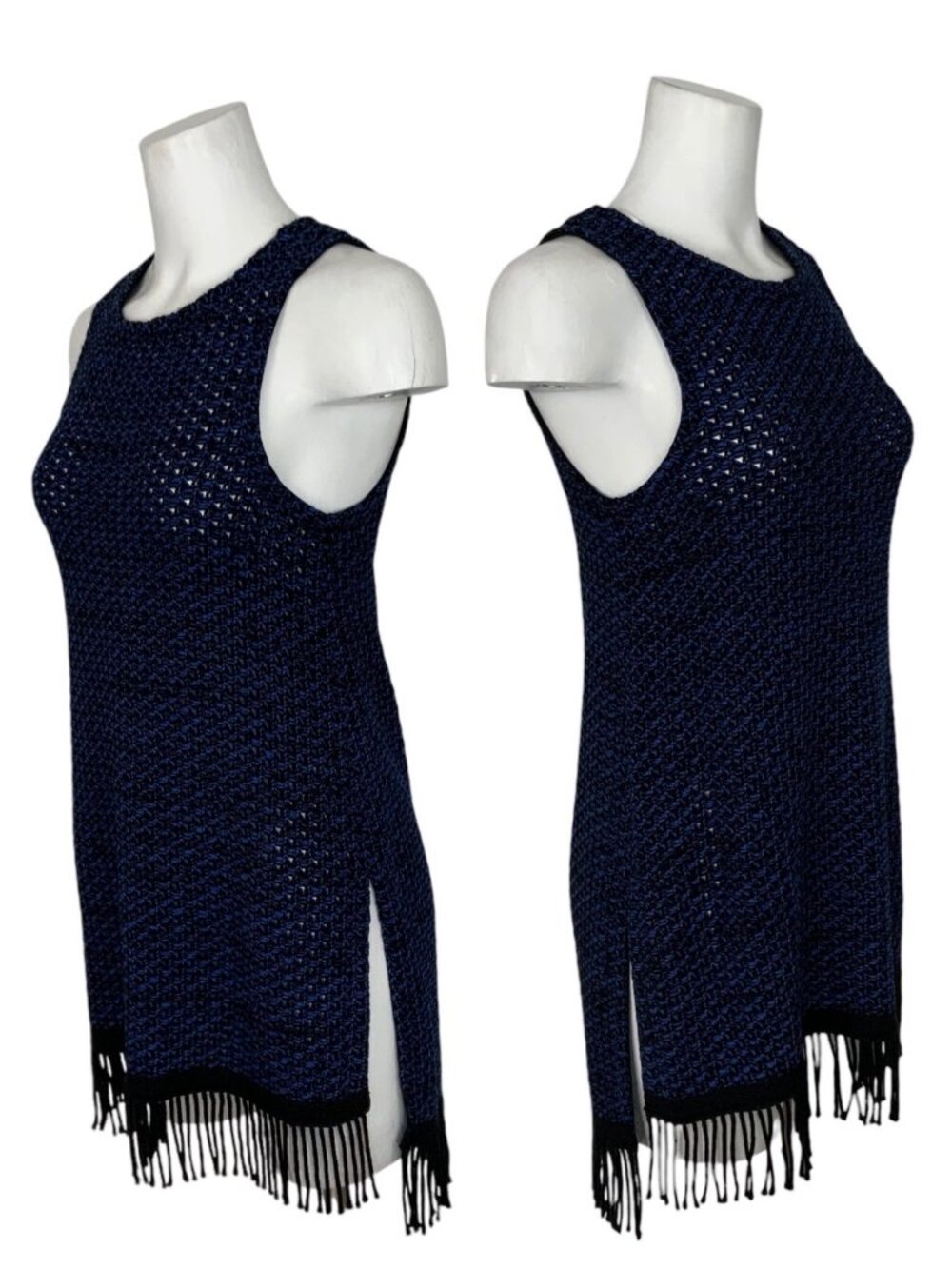 N/Nicholas Knit Fringe Tunic 8 Blue Sleeveless - Picture 9 of 16